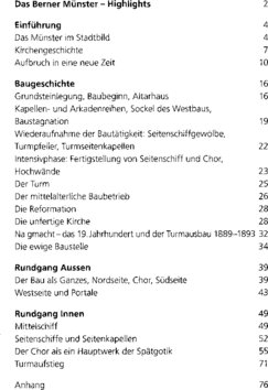 Inhaltsverzeichnis - Das Berner Münster - Serie 110, Nr. 1104/1105 (2022)