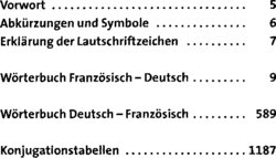 Inhaltsverzeichnis - Französisch-deutsch, deutsch-französisch