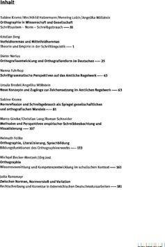 Inhaltsverzeichnis - Orthographie in Wissenschaft und Gesellschaft - 2023