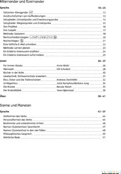 Inhaltsverzeichnis - Das Sprach-Lese-Buch / Autorinnen: Susanne Löffler, Stefanie Nägerl, Silke Richter, Nicole Stettner