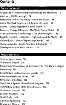 Inhaltsverzeichnis - Thematic vocabulary, important facts, relevant skills