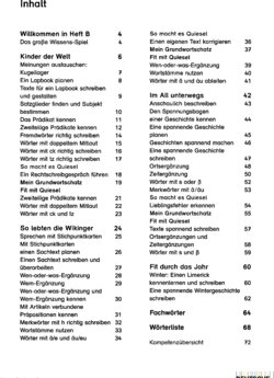 Inhaltsverzeichnis - Spracharbeitsheft zum Fördern - Teil B / erarbeitet von Gabriele Hinze (Metelen), Belinda Schlappa (Karlsruhe), Daniela Selzer (Frankfurt)