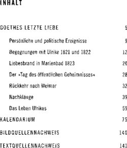 Inhaltsverzeichnis - Goethes letzte Liebe - Ulrike von Levetzow - 75.2023