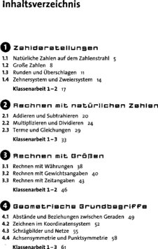 Inhaltsverzeichnis - Wissen - üben - testen : [mit Klassenarbeiten zum Testen] / [Autoren Ingo Wittrock ; Michael Bornemann. Red. Leitung Martin Bergmann] - Kl. 5.