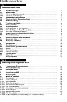 Inhaltsverzeichnis - Bürgerliches Recht und Zivilprozessrecht : ein Lern- und Arbeitsbuch - [Hauptw.].