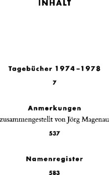 Inhaltsverzeichnis - 1974 - 1978