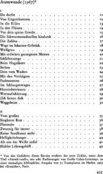 Inhaltsverzeichnis - Atemwende; Fadensonnen; Lichtzwang; Schneepart - Bd. 2.