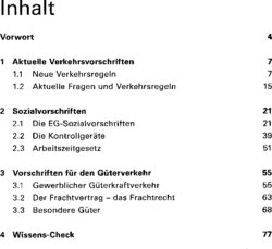 Inhaltsverzeichnis - (Sozial)Vorschriften für den Güterverkehr / Stephan Burgmann ... - Arbeits- und Lehrbuch.
