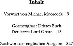 Inhaltsverzeichnis - Der letzte Lord Groan - Buch 3.
