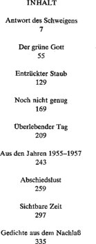Inhaltsverzeichnis - Sämtliche Gedichte / hrsg. von Hans Dieter Schäfer - Bd. 1.