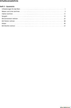 Inhaltsverzeichnis - Mit dem Lineal arbeiten, mit Strecken, Flächen und Formen rechnen - auch für Förderschule und Dyskalkulie-Therapie - Heft 5.