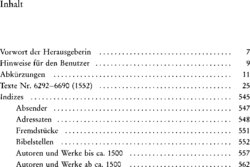 Inhaltsverzeichnis - Texte 6292-6690 : (1552) / bearbeitet von Matthias Dall'Asta, Heidi Hein und Christine Mundhenk - Band 22.