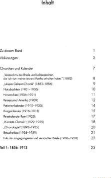 Inhaltsverzeichnis - 1856-1913 - Teil 1.