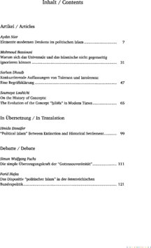 Inhaltsverzeichnis - Islam im politischen Feld - 6.2022