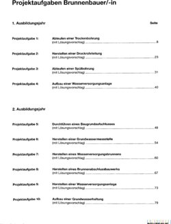 Inhaltsverzeichnis - Projektaufgaben Brunnenbauer, -in - Unterlagen für Ausbilder.