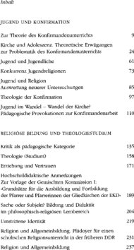 Inhaltsverzeichnis - Texte zur religiösen Bildung und zur Praktischen Theologie - Band 2.