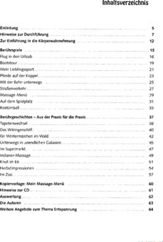 Inhaltsverzeichnis - Ganzheitliche Körperwahrnehmung für Kinder : Berührspiele und -geschichten mit den Händen erzählt / Sonja Quante - Buch.