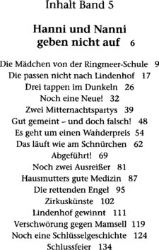 Inhaltsverzeichnis - Hanni und Nanni geben nicht auf [u.a.] - Bd. 5/6.
