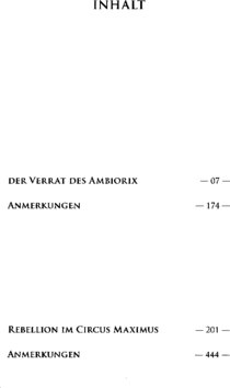 Inhaltsverzeichnis - Der Verrat des Ambiorix; Rebellion im Circus Maximus - Bd. 4.