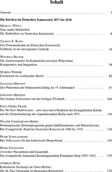 Inhaltsverzeichnis - Die Kirchen im Deutschen Kaiserreich 1871 bis 1918 - N. F.17=Jg.62/63.2022/2023