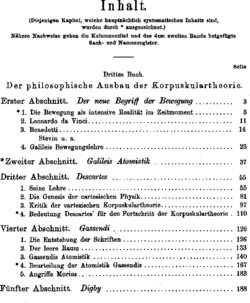 Inhaltsverzeichnis - Höhepunkt und Verfall der Korpuskalartheorie des siebzehnten Jahrhunderts - Bd. 2.