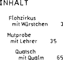 Inhaltsverzeichnis - Flohzirkus mit Würstchen