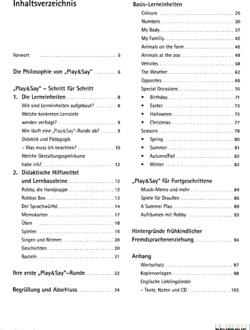 Inhaltsverzeichnis - Spielend Englisch : Leitfaden für die sprachliche Früherziehung ab dem Kindergarten - Buch.