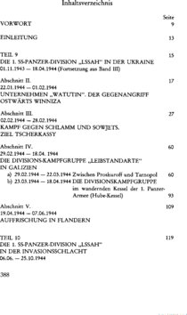 Inhaltsverzeichnis - Ukraine und Galizien 1944, Normandie und Rückzugskämpfe im Westen 1944 - Band 4.