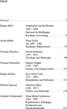 Inhaltsverzeichnis - Lebensbilder aus dem bayerischen Schwaben - Bd. 20