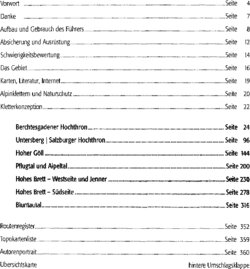 Inhaltsverzeichnis - Ost : Untersberg, Hoher Göll, Hohes Brett, Bluntautal